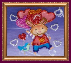 Набор-магнит для вышивки бисером «Влюбленный заяц»